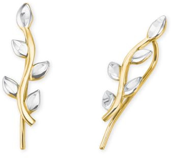 Amor Ohrhänger Damen Ohrschmuck, 1,8 cm, Bicolor, Blatt, Kommt in Schmuck Geschenk Box, 2020251