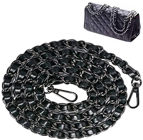 Xinlie Cadenas de Metal Correas de Hombro DIY Bolso de Mano Cadena para Bolso Cadenas para Bolsos de Metal Correas de Hombro Cadena de Reemplazo con Hebillas para Bolso de Hombro Cruz Cuerpo (Negro)