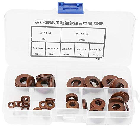 Fafeicy 7 Größen Belleville Kompressionsfeder, Scheibenwaschdichtung Scheibenfeder, Dichtungshaltering