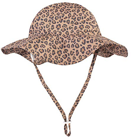 Hudson Baby baby girls Sun Protection Hat Headwrap, Brown Leopard, 2-4T US