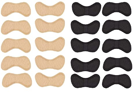 SIKAMARU 10 paia di supporti per tallone, tallone, solette per tallone, battitacco antigraffio e confortevole (5 paia nere e 5 paia beige).