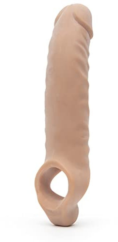 Lovehoney Mega Mighty Flesh Tan Male Sheath Extender with Ball Loop - Realistic - Soft Plastic - 3 Extra Inches