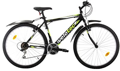 Multibrand PROBIKE 26 Zoll Mountainbike ALU Rahmen 18 Gang, Herren-Fahrrad & Jungen-Fahrrad, Schutzbleche, geeignet ab 165-183 cm (Schwarze grüne Legierung)