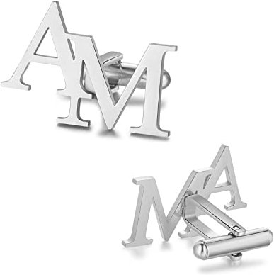 Jeweidea Personalisierte Herren Hemd Manschettenknöpfe mit Gravur Initialen Alphabet 1 Paar Namen Herren Manschettenknöpfe Edelstahl für Papa Bräutigam Hochzeit Weihnachtsgeschenke Vatertagsgeschenke