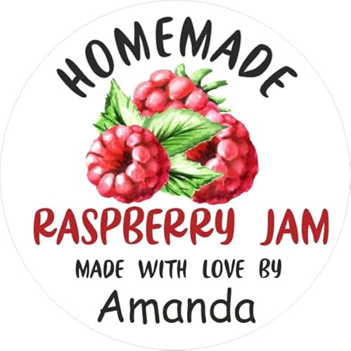 39 Personalised Raspberry Jam Jar Labels, Stickers