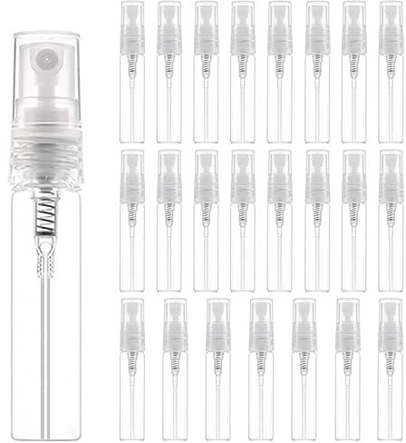 24 Stück 5ml Mini Parfumzerstäuber Sprühflaschen, Leer Zerstäuber Pump Sprühflasche, Nachfüllbare Fläschchen für Parfüm, Lotion, Körperpflege-Produkte und Reisen, Handlich für Reisen im Freien