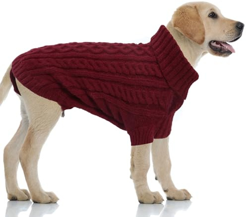 LiebeDD Jersey Perro Pequeño Mediano o Grande - Suéter Navidad para Perros Clásico Sueter Caliente Perro, Ropa Abrigo Punto Perros Jersey Rottweiler y Labrador(XL Borgoña)