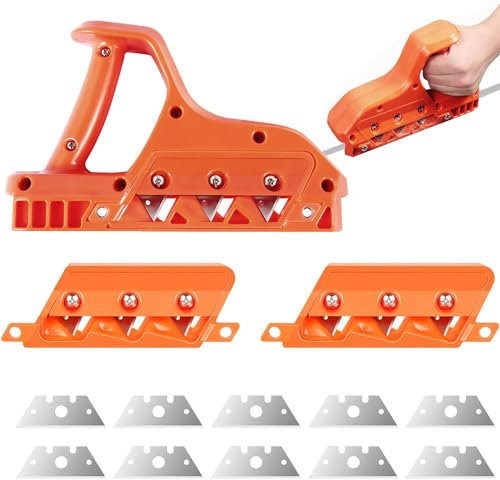 Outil de Raboteuse pour Plaques de Plâtre, Coupeur Rapide de Plaques De Plâtre, Rabot À Main Outil de Coupe pour Plaques de Plâtre, Araseur de Chant à 45° et 60°, Avec 10 Lames de Rechange