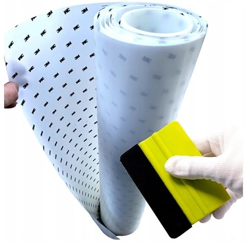 SOLAR SYSTEMS 3M VENTURESHIELD Film de Protection pour Moto, vélo et Voiture + raclette - Film adhésif pour Meubles - Nappe Transparente - Film Transparent pour Meubles - épais - 30x100cm