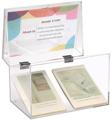 BTSKY Clear Acrylic 5 x 8 inch Index Card Box with Sign Lid - Index Card Holder Notecard Box Recipe Card Box Plastic Storage Organizer for Filling Index Cards, Note Cards, Flashcards, Recipes