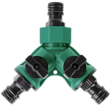 JZK Splitter per tubo da giardino a 2 vie da 1/2, adattatore per tubo dell'acqua, connettore splitter a Y per rubinetto da giardino con valvole on/off individuali, connettore rapido per estremità del