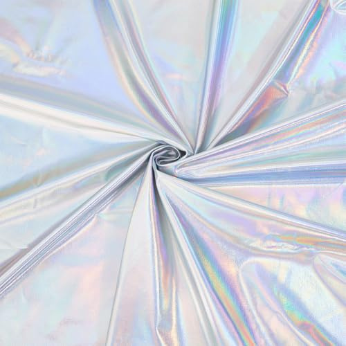 PH PandaHall Tessuto In Lamina Iridescente Argento Largo 1.5 m, Tessuti Lucidi per Fai Da Te, Cucito, Artigianato, Decorazione, Cosplay, Natale, Halloween, 1 m