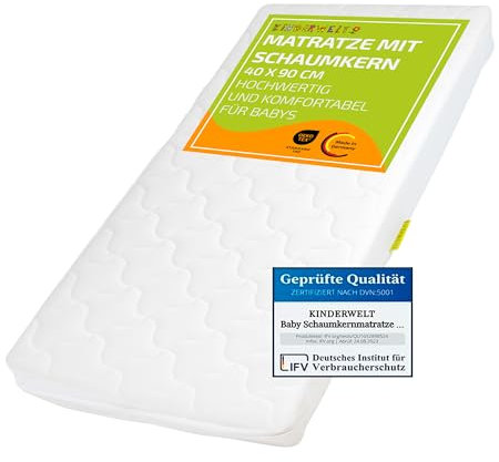 KiNDERWELT Babymatratze 60x120x10 cm, Schaumkernmatratze Komfortbezug gesteppt, Matratze für Kinderbett, Schaumstoffmatratze Kinder, Made in Germany