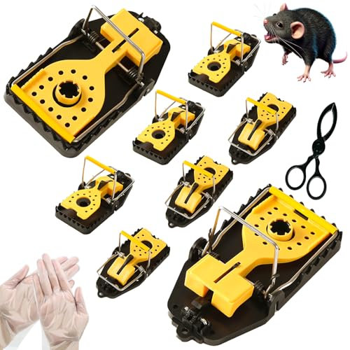 Tapetteà Souris, Tiege a Rat Rapidement et efficacement piège à Souris [2025 Nouveau] piège à Rat Intérieur et extérieur Réutilisable tapetteà Rat, piege Souris Utilisé Partout 9jeux (2L+6s+1*Clip)