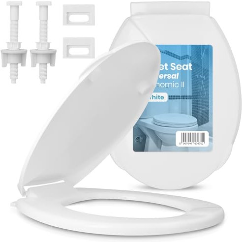 Toilettendeckel Klobrille WC Toiletten Sitz Universal Deckel Weiß Oval Klodeckel Toilettensitz WC-Sitz Einfache Montage Einfach Reinigung Ergonomisch Gestalteter