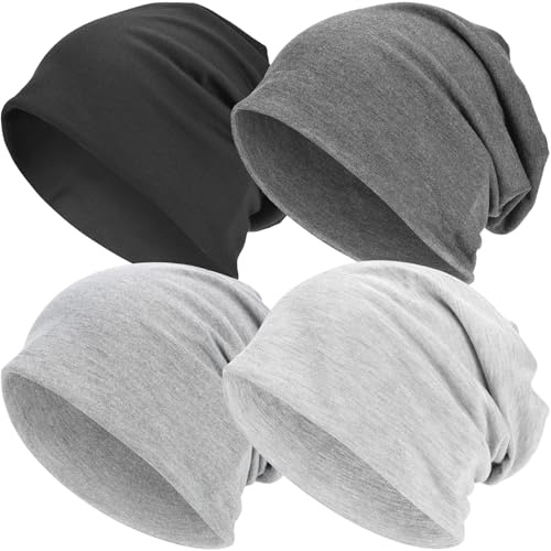 EINSKEY Slouch Beanie Mütze: Weich Dünne Baumwollmütze Damen Herren, Atmungsaktiv Jersey, Elastisch Longbeanie Alle Jahreszeiten, Ideal Chemo/Laufmütze​
