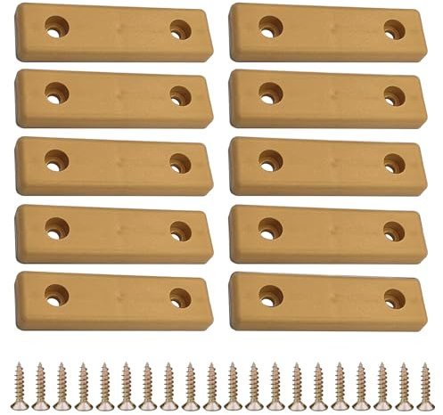 cyclingcolors 10x Patines Pies para Muebles en Plástico Rectangulares 50x14mm Mesa Armario cómoda Cama cuña Accesorio protección Suelos Altura para Atornillar, marrón claro