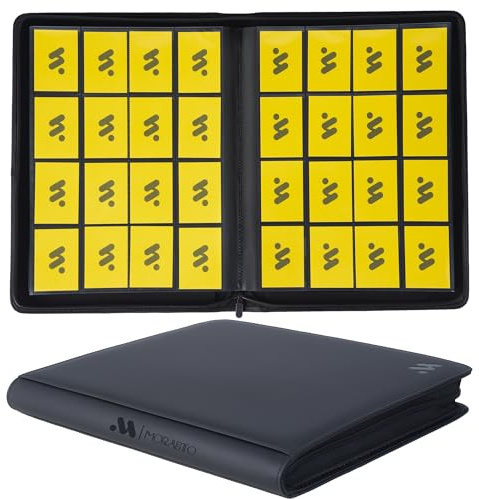MORABTO Card Binder 16 Pocket,Trading Card Binder Holds up to 1408 Cards with 44 Sleeves,Zipper Card Holder Album Compatible with TCG/Sports Cards-Black
