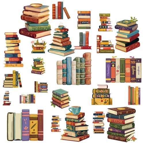 CRASPIRE 8 Fogli 8 Stili Adesivi per Finestre A Forma di Libro Boho Libri Adesivi per Finestre Anticollisione Impermeabili Stacca e Attacca Decorazione da Parete in Vetro