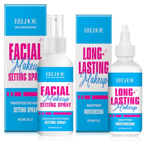 Setting Spray 60 ml,Gripping Primer 30 ml,Make-up Fixing Spray,Feuchtigkeitsspendender Primer,Lasting Fixierspray Make Up,Strahlenderes Make-up,Feuchtigkeitsbooster Pflegen die Haut