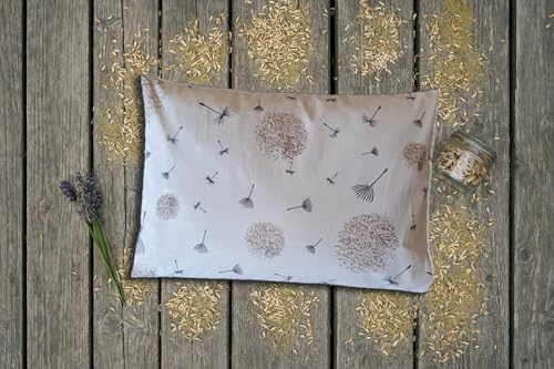 Natura – Cuscino per erbe aromatiche 50 x 34 cm con farro e 10 erbe per un sonno tranquillo | cotone biologico | dente di leone | idea regalo
