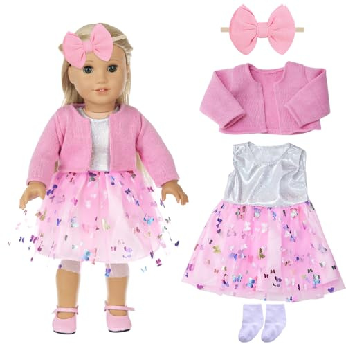 Mineup 4 uppsättningar Baby dockor 16–18 tum, dockkläder för babydockor 38–45 cm, dockkläduppsättning, dockdräktsset, docktillbehör för flickor och pojkar