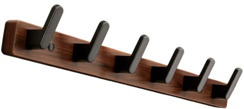 Aovansi Appendiabiti da Parete,Noce Nera Ganci Appendi Cappotto con 4 Ganci,Design Moderno,Cappotto Asciugamano Gancio per Giacche,Cappotti,Vestiti,Cappelli,Sciarpe,Naturale(35cm)