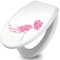 banjado Toilettendeckel mit Absenkautomatik 44,5x37cm / WC Sitz mit Absenkautomatik/Toilettensitz Duroplast mit Edelstahl Scharnieren/Klodeckel mit Absenkautomatik Motiv Holunder Pink