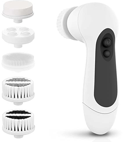 Waterproof Facial Cleansing Spin Brush Set with 5 Exfoliating Brush Heads - Electric Face Scrubber Cleanser Brush by CLSEVXY - Face Brush for Gentle Exfoliation and Deep Scrubbing