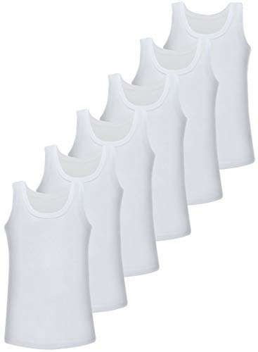 LOREZA ® 6 Canottiere da Bambino in 100% Cotone- Basics - 12-13 Anni