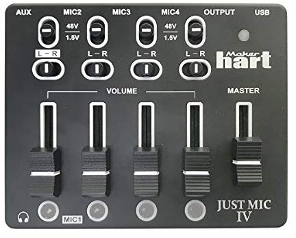 Maker hart Just Mic 4 Channel Mini Microphone Mixer/Portable Phantom Power/Audio Interface