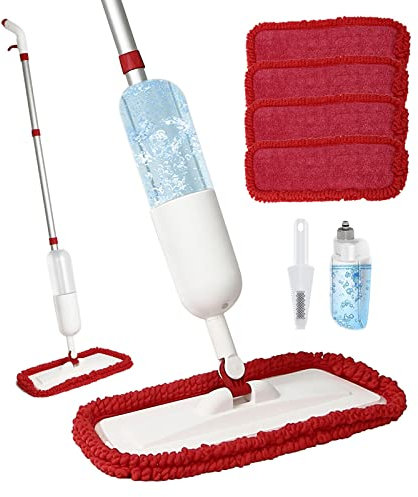 mumisuto Scopa Lavapavimenti A Spruzzo, Mocio Lavapavimenti A Spruzzo Spray Floor Mop Mocio Lavapavimenti Con 4 Panno In Microfibra Riutilizzabile Per Casa, Cucina, Legno Duro, Laminato, Legno