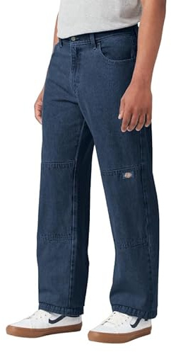 Dickies Men's Loose Fit Double Knee Jeans, Stonewashed Indigo Blue, 36W x 32L US