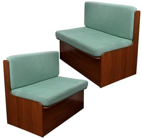 CRFATOP 2 Set RV Dinette Cushion Covers Jacquard Camper Cushion Slipcover Stretch 2 Seat Sofa Chair Cover Furniture Protector for RV Camper Car Bench 2 Backrest Covers & 2 Bench Covers,Green