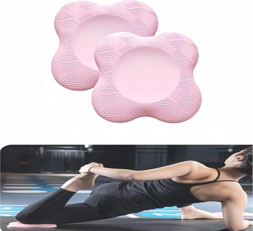 mymai Yoga Kniekissen - 2 PCS Rutschfestes Kniepolster für Yoga und Pilates, Unterstützung für Gelenke, Komfortables Kniekissen für Fitness und Dehnübungen (Rosa)