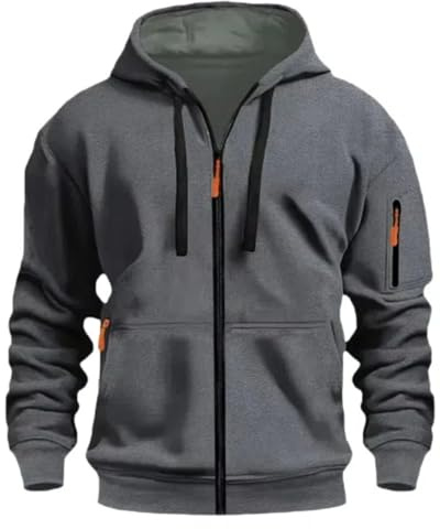 MakingDa Huvtröja med dragkedja för män pullover ficka långärmad manschett skjortor huvtröja fleece smal passform vardaglig tröja med huva