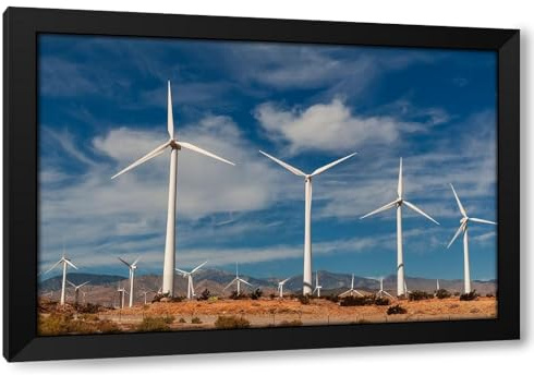 ArtDirect Rows of windmills on a wind farm Palm Springs-California Custom Framed Art Print Giclee Print or Canvas Options with Various Sizes and Customization by Pitamitz, Sergio (652226)