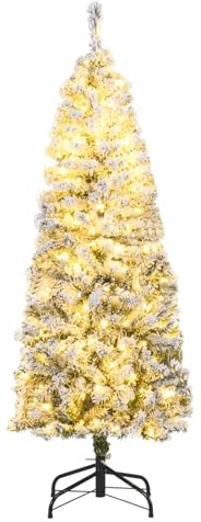 LIFEZEAL Albero di Natale artificiale luminoso 150 cm con 180 LED bianco caldo e 329 rami, 8 modalità di illuminazione, struttura in PVC e supporto metallico per casa (150