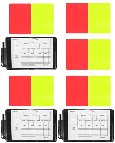 STOBAZA Set Arbitro Calcio con Cartellini Rosso e Giallo in PVC Resistenti alle Intemperie Kit Portatile con Fogli Punteggio e Penna per Partite Ufficiali e Amatoriali