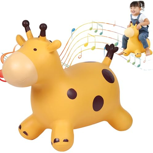 Trrymbbe Los niños montan en Juguetes, Jirafa Inflable Caballo Saltando Animales inflables al Aire Libre Interior Gorila Saltando Juguetes para niños y niñas 18 Meses +