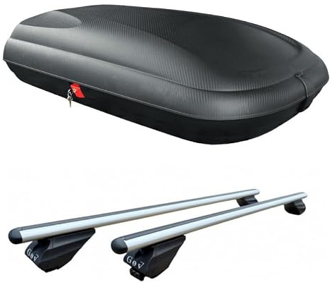 BOX BAULE da Tetto AUTO da 320 LITRI (cm. 132x 78 x H 34,5) con BARRE PORTATUTTO PORTAPACCHI PORTABAGAGLI Specifiche per PANDA 312-319 dal 2012 in poi - 60132 + 9711 + A3100