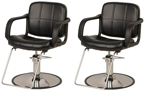 Buy-Rite Set of 2 Chris Styling Chairs, Extra-Wide Seat, 360° Swivel, Adjustable Hydraulic Pump, Heavy-Duty Chrome Base & Steel Frame, Professional Salon & Barber Use, (2 Chairs), SY-1801