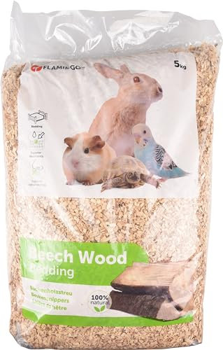 Flamingo litiere pour Petits Animaux - Copeaux de hêtre Beige - 5kg - Convient aux Petits Animaux, Reptiles et Oiseaux - 100% Naturel