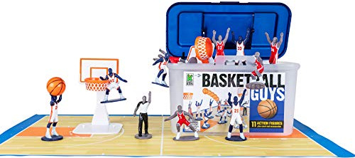 Kaskey Kids Basketball Guys, Red vs. Blue, 21 Pieces in Each Set, Includes 2 Teams, Accessories, and Travel Storage Case, Nostalgic Sports Action Figures for Imaginative Play, Ages 3 and Up