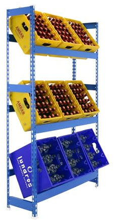 Simon Rack Scaffale per casse di bevande, Ripiano per 9 cassette, 1800x1000x300 mm, Ripiano per casse di bevande in metallo, Blau - Simonbottle