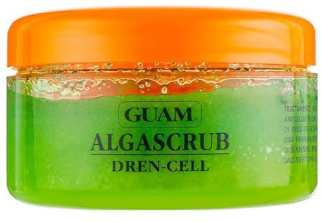 Guam, Algascrub Dren-cell anticelluliter, avvattnande kroppsskalningsbehandling med anticelluliter aktiva ingredienser, med fräsch och blommig doft, tillverkad i Italien, förpackning med 420 g