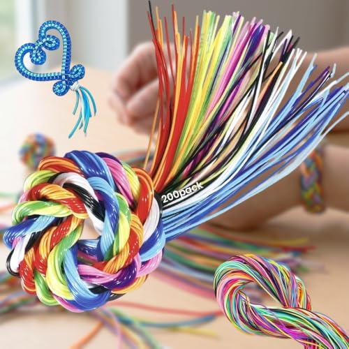 Sinzau Scoubidou hantverkssnöre, plastspets, 20 färger, 200 stycken