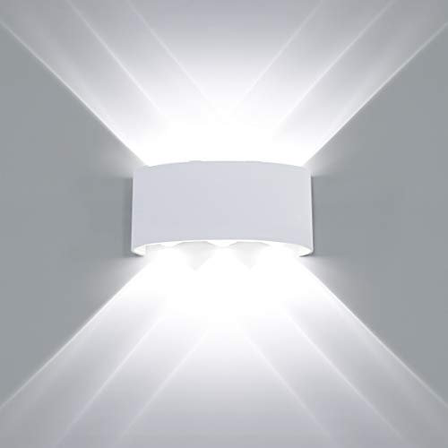 HAWEE Moderno Lampada da Parete LED Applique da Parete Impermeabile Alluminio Lampada da Muro Interno Esterno per Bagno, Portico, Camera da Letto, Corridoio, Soggiorno, Scale, 6W Bianco