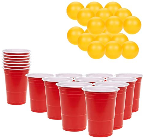 KEPLIN Cup and Ball Set of 36, Drinking Games for Adults- Reusable Plastic Cups Balls Set, Ping Pong Balls Party Games, Portable Tabletop Kit for Parties, Birthday Gathering For Indoor and Outdoor