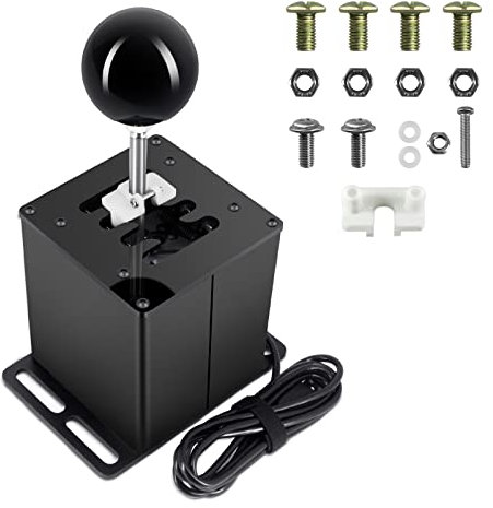 PALUMMA USB Gear Shifter for Racing Game, USB Simulator Shifter 6/7+R Racing Games H Gear Shifter for Logitech G29/G27/G25/G920 Thrustmaster T300RS/GT Steering Wheel (7+R(Black))